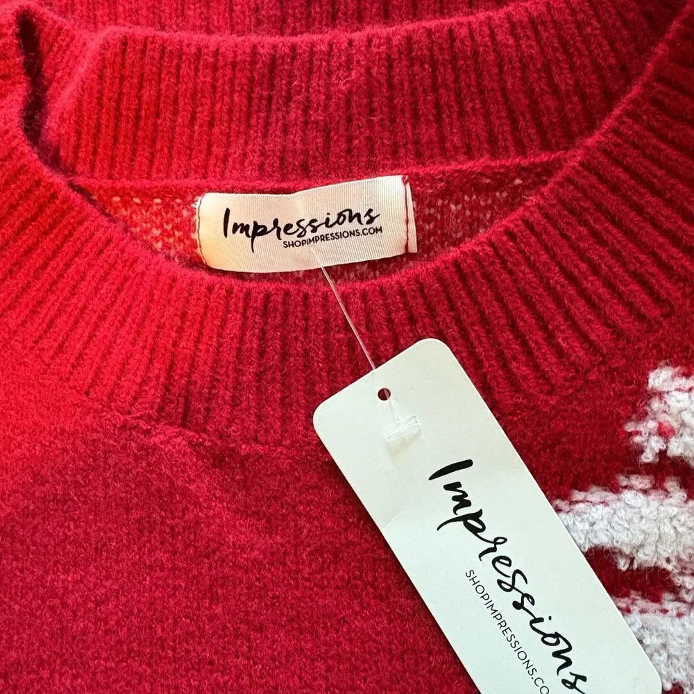 Impressions Red Sweater with White Snowflakes - Picture 6 of 6
